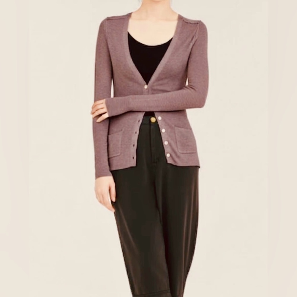 BANANA REPUBLIC Button  Cardigan Lightweight Sweater, Dusty Mauve, Small, (PM7)
